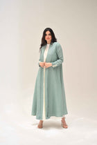 Office Linen Abaya Green & White - Thaya