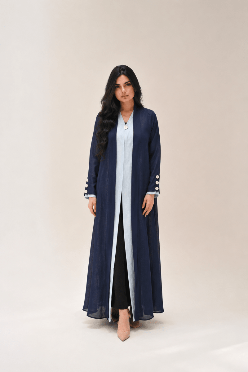 Office Linen Abaya navy Blue & blue - Thaya