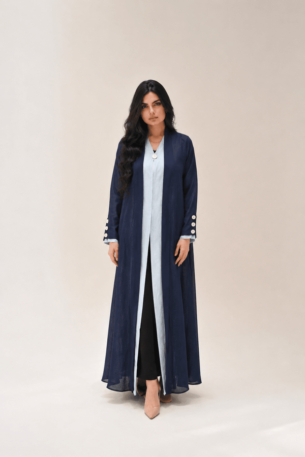 Office Linen Abaya navy Blue & blue - Thaya